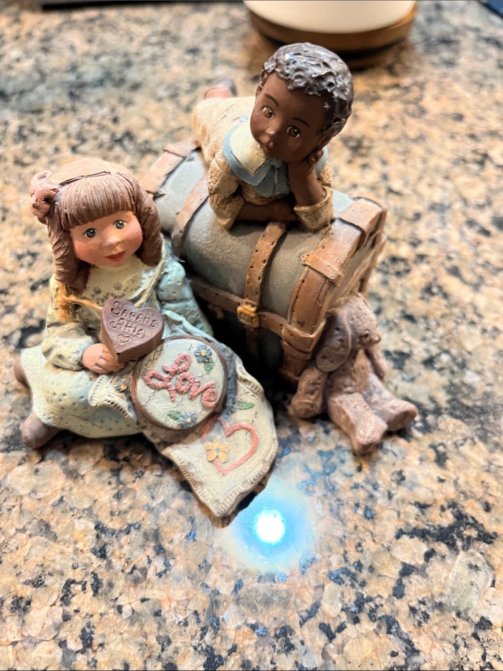 Hand-Painted Figurine Pair in Cream and Brown - Love Themed Home Accent